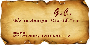 Günszberger Cipriána névjegykártya